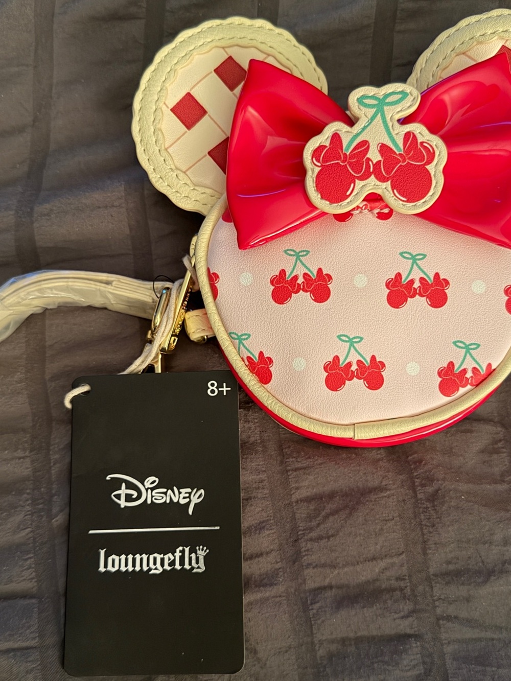 Loungefly Pink Minnie Cherry Crossbody Bag with Red Bow